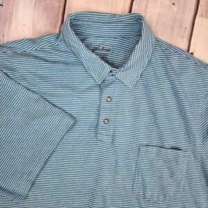 LL Bean Mens‎ XXL Snap Up Polo Shirt Short Sleeve Blue Coolmax Poly/Pima Stretch